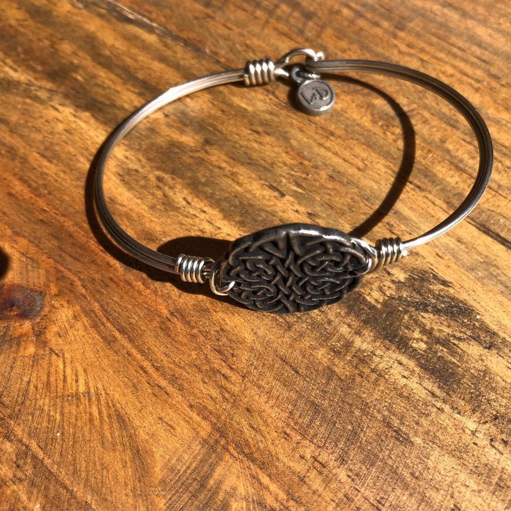 Mixed Metal Silver Tone Bangle Bracelet